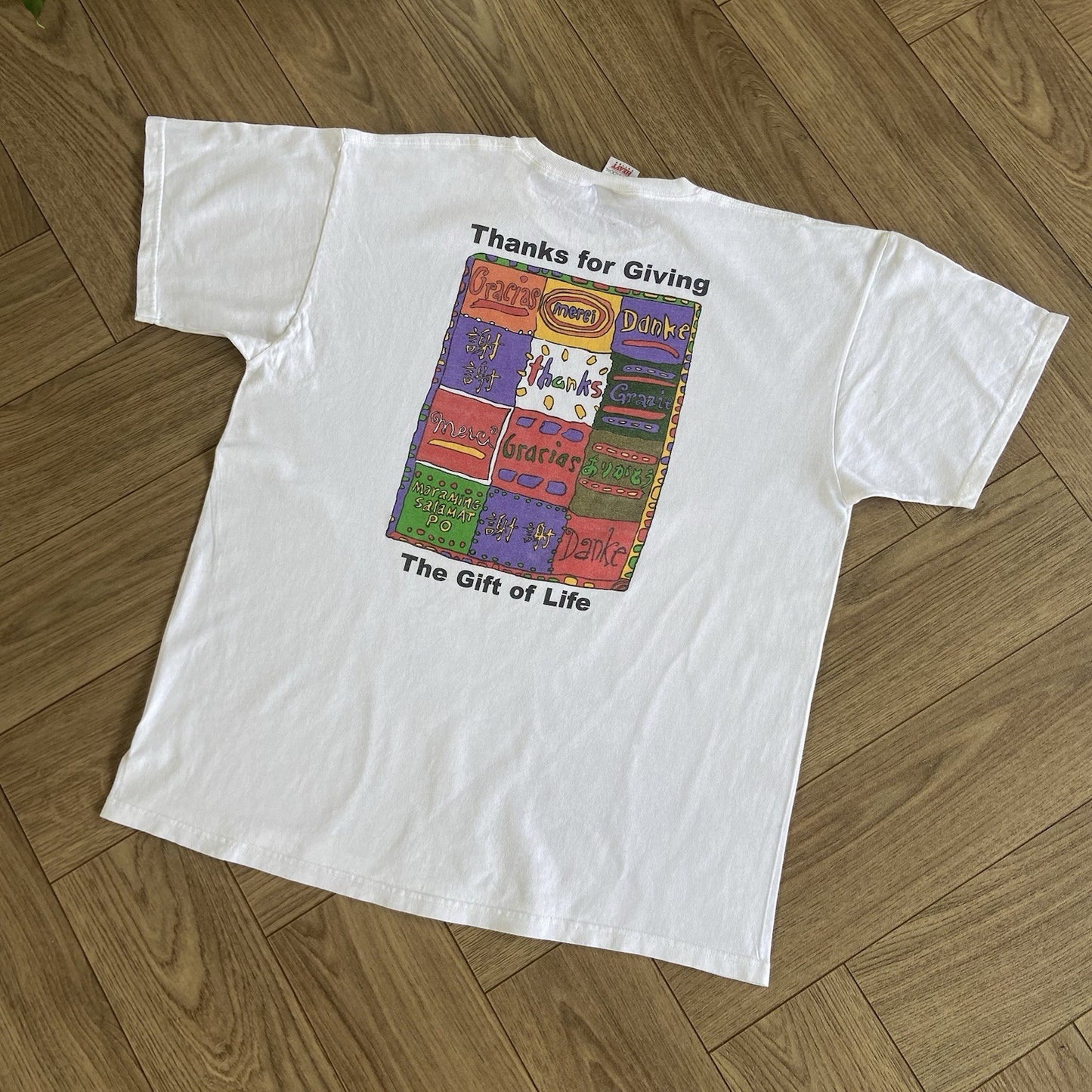 Vintage Red Cross T Shirt 90s Size XL White Graphic Print