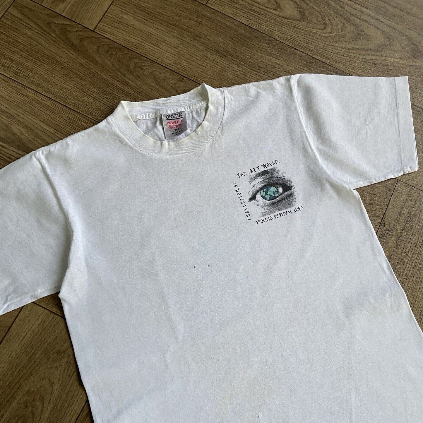 Vintage Spoleto Festival T Shirt Size M 90s White Graphic Single Stitch Art 1991