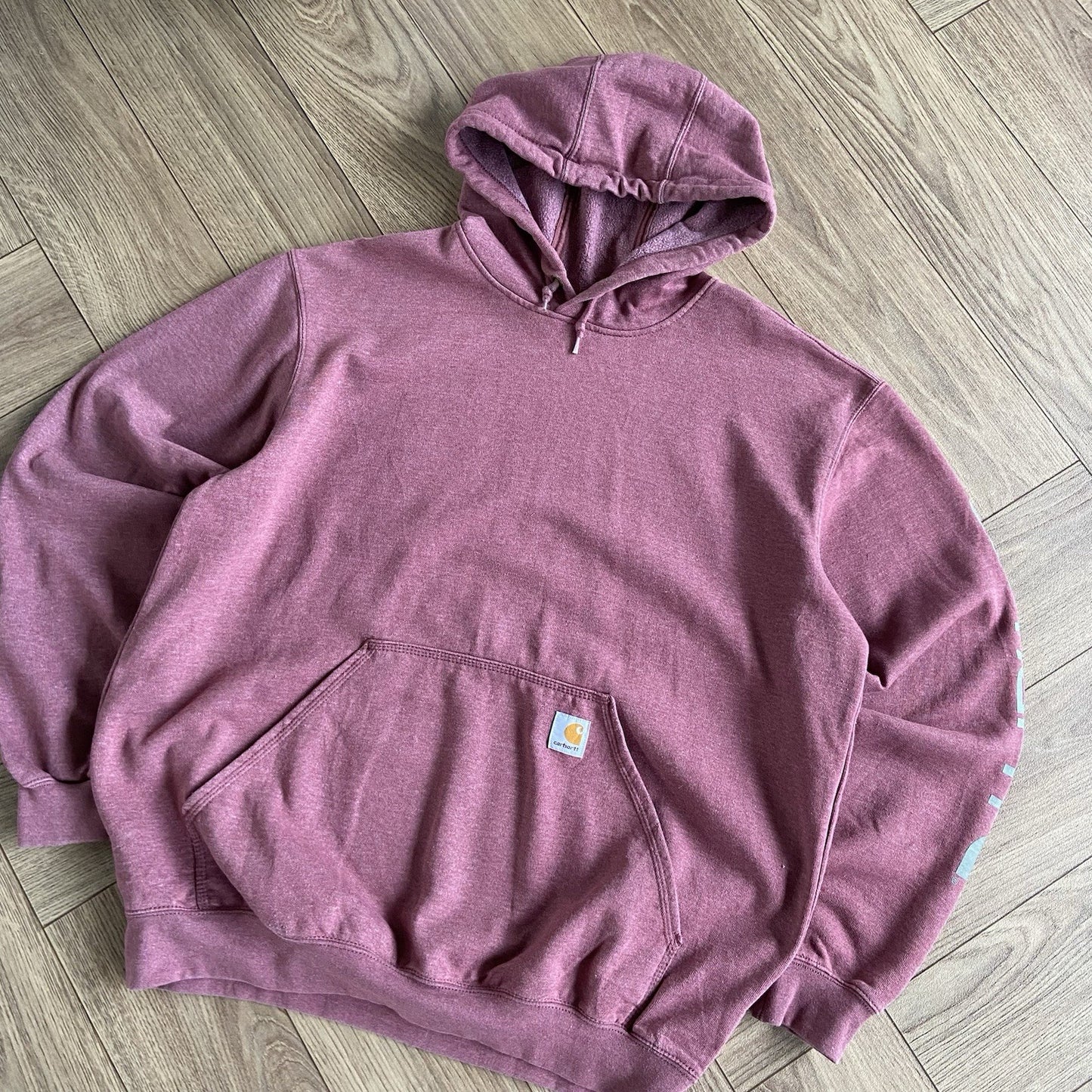 Vintage Carhartt Hoodie Burgundy Y2K Size L Heavyweight Pullover
