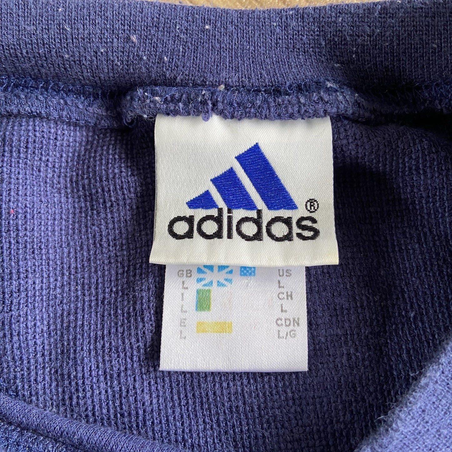 Vintage Adidas Sweatshirt 90s Size L Navy And Red Embroidered Badge Logo