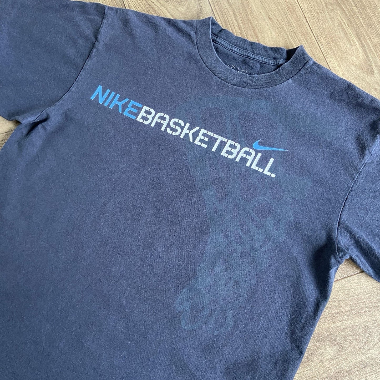 Vintage Nike Basketball T Shirt Y2K Size L Black Graphic Print