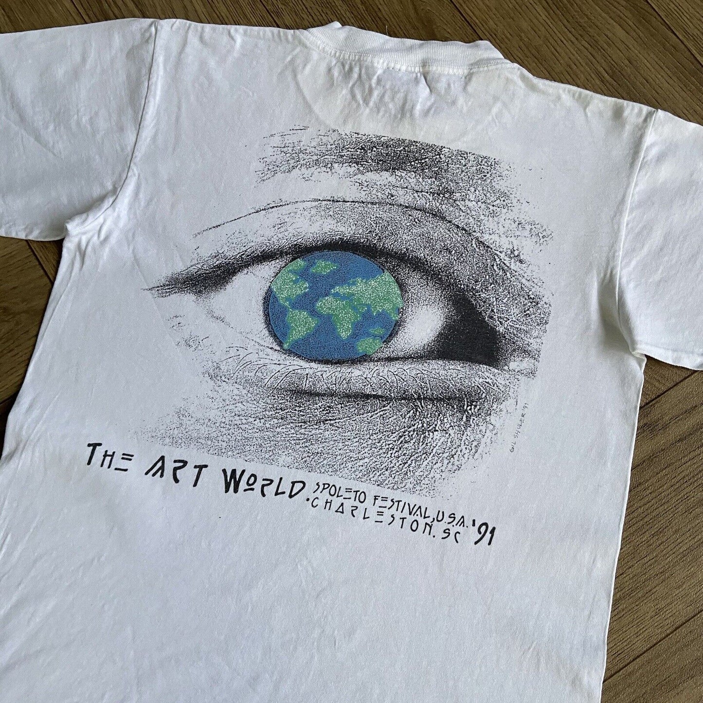 Vintage Spoleto Festival T Shirt Size M 90s White Graphic Single Stitch Art 1991
