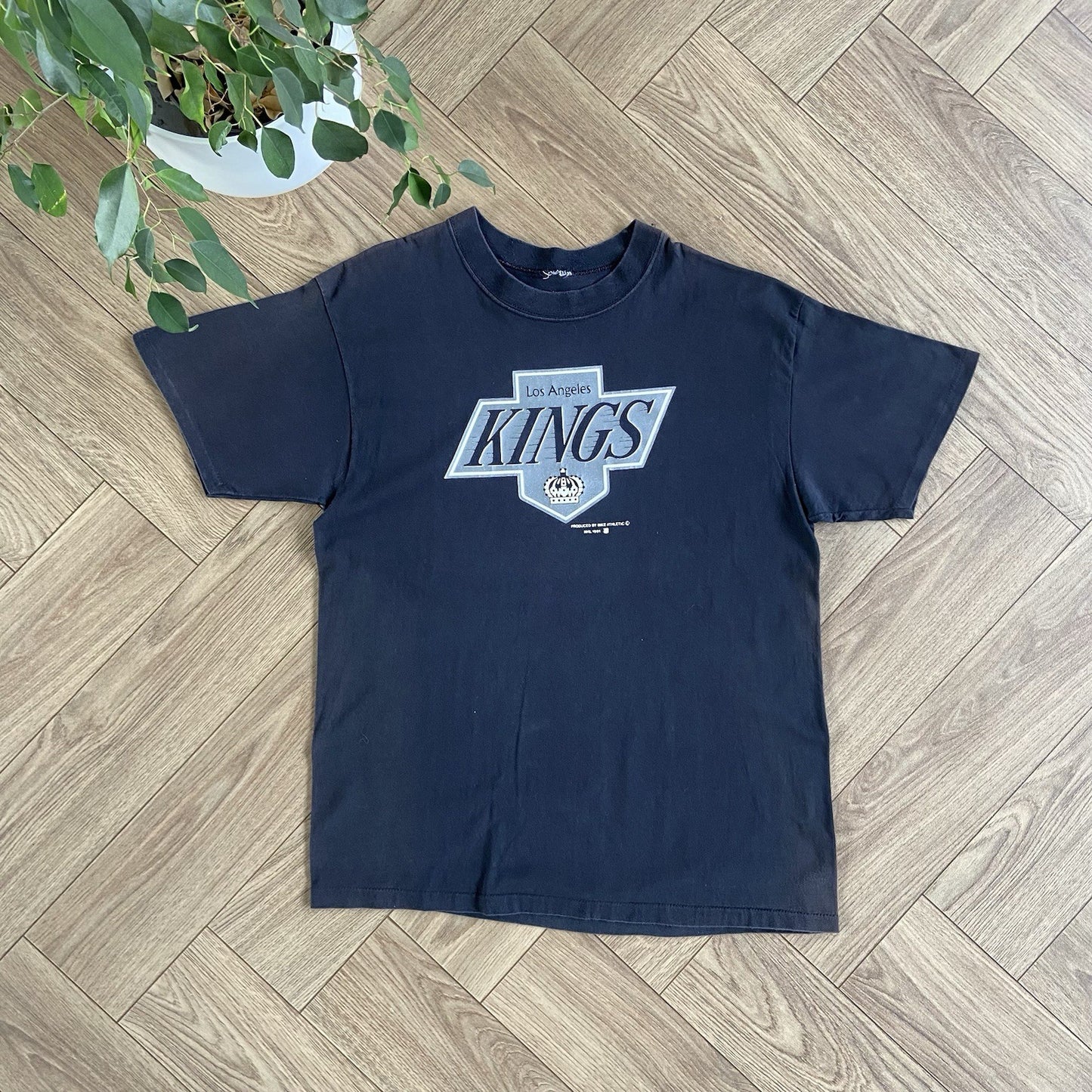 Vintage LA Kings T Shirt 90s Size XL Black Graphic Print Ice Hockey