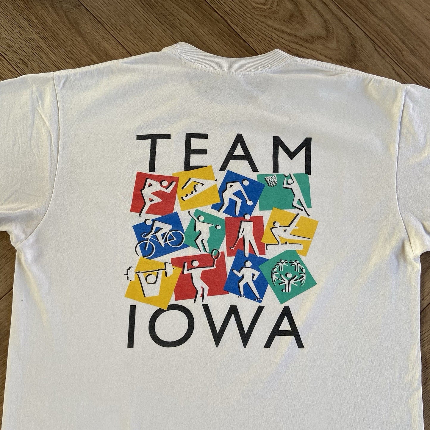Vintage Special Olympics T Shirt Size XL 90s White Paralympics Team Iowa
