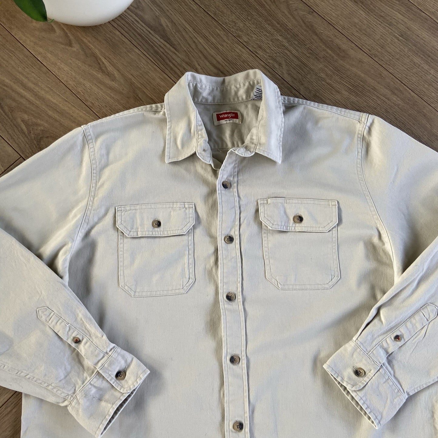 Vintage Wrangler Heavyweight Cream Shirt Y2K Size XL Overshirt