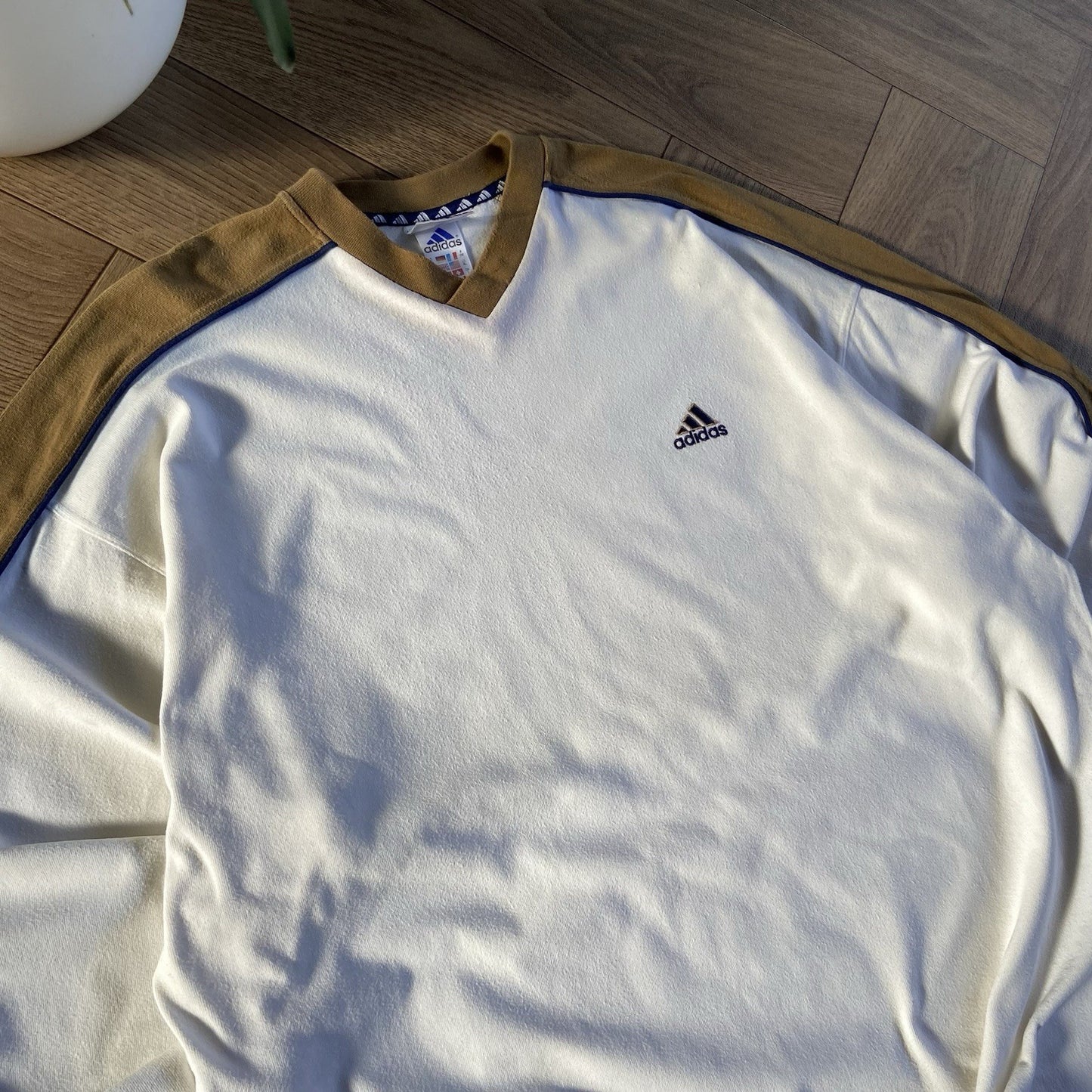 Vintage Adidas Sweatshirt 90s Size XL White Beige