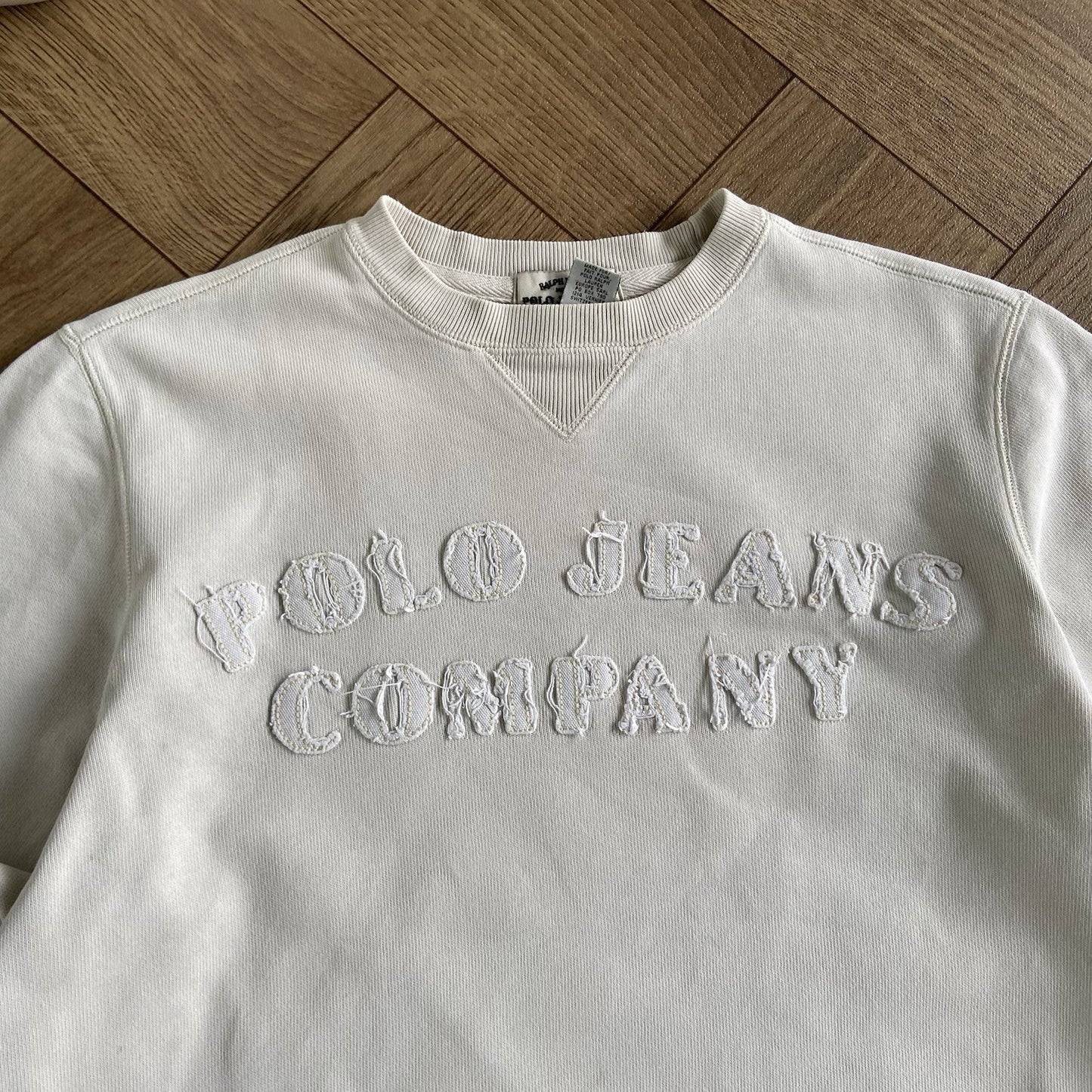Vintage Polo Jeans Sweatshirt 90s Size S White Embroidered Ralph Lauren