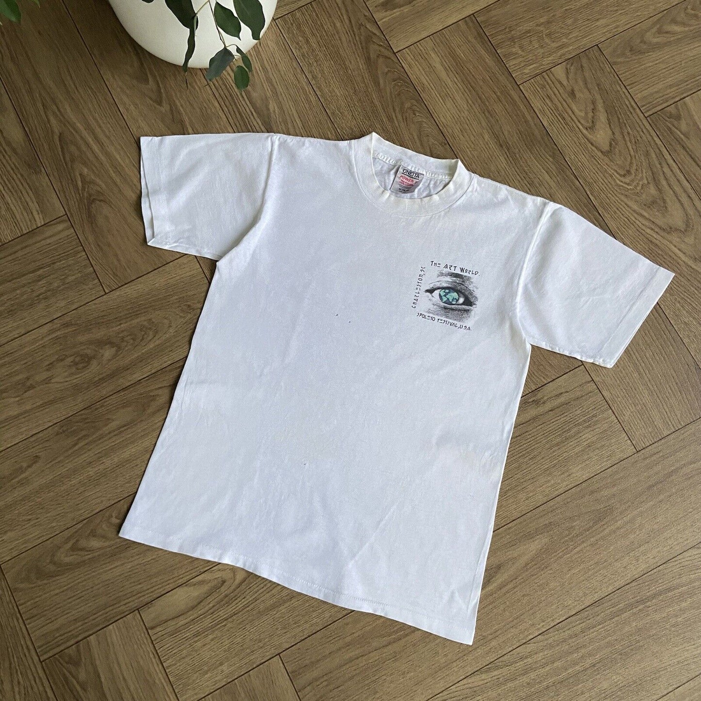 Vintage Spoleto Festival T Shirt Size M 90s White Graphic Single Stitch Art 1991