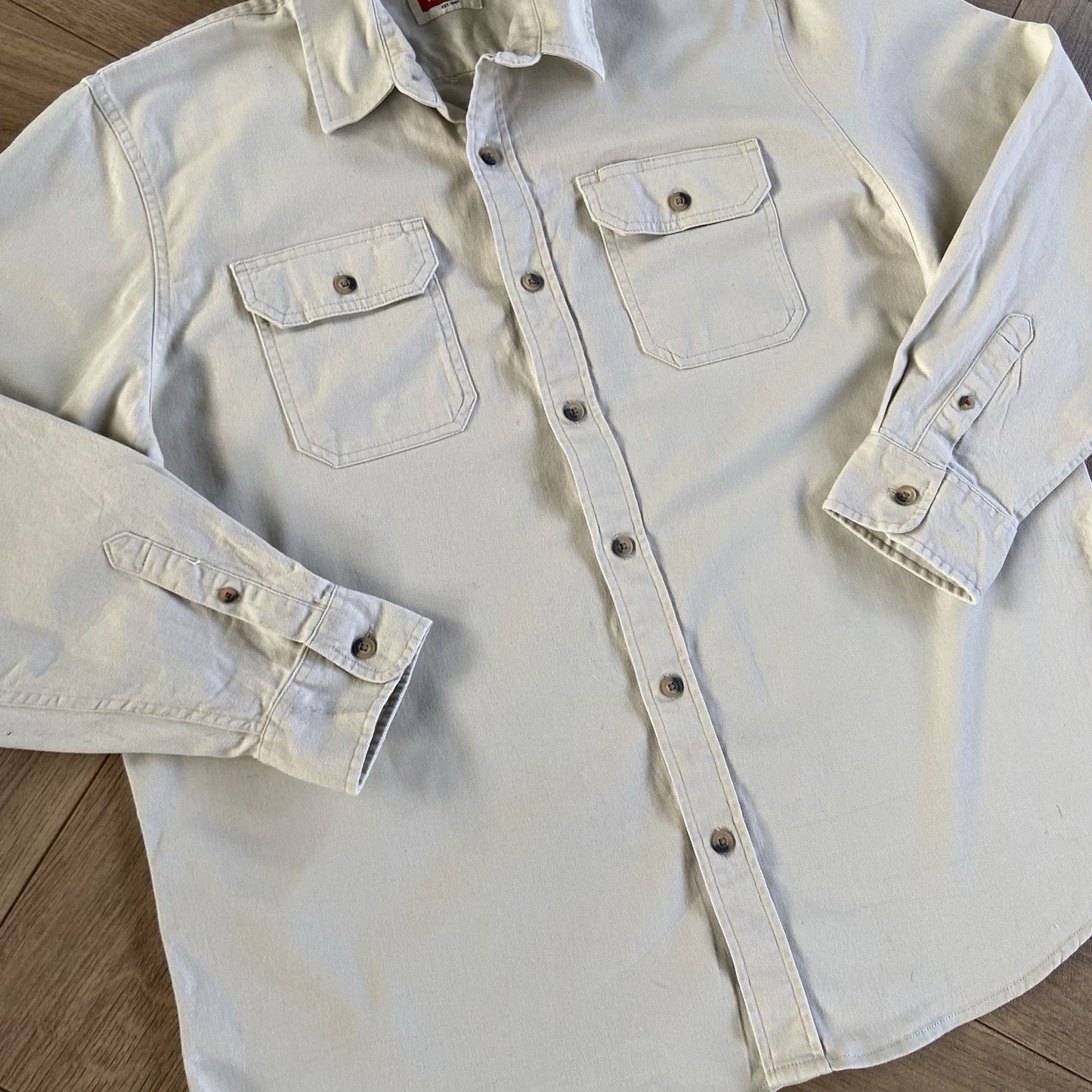Vintage Wrangler Heavyweight Cream Shirt Y2K Size XL Overshirt