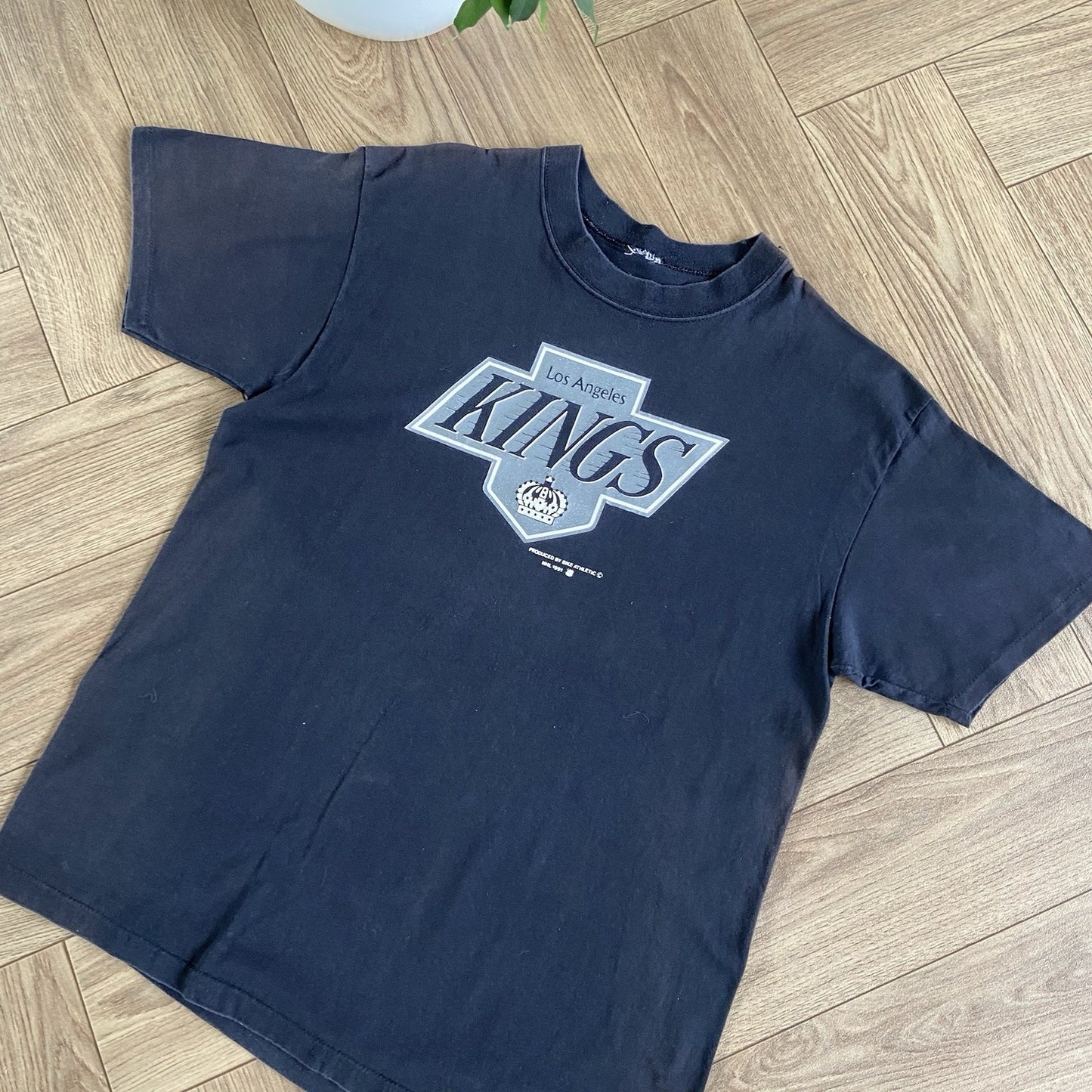 Vintage LA Kings T Shirt 90s Size XL Black Graphic Print Ice Hockey