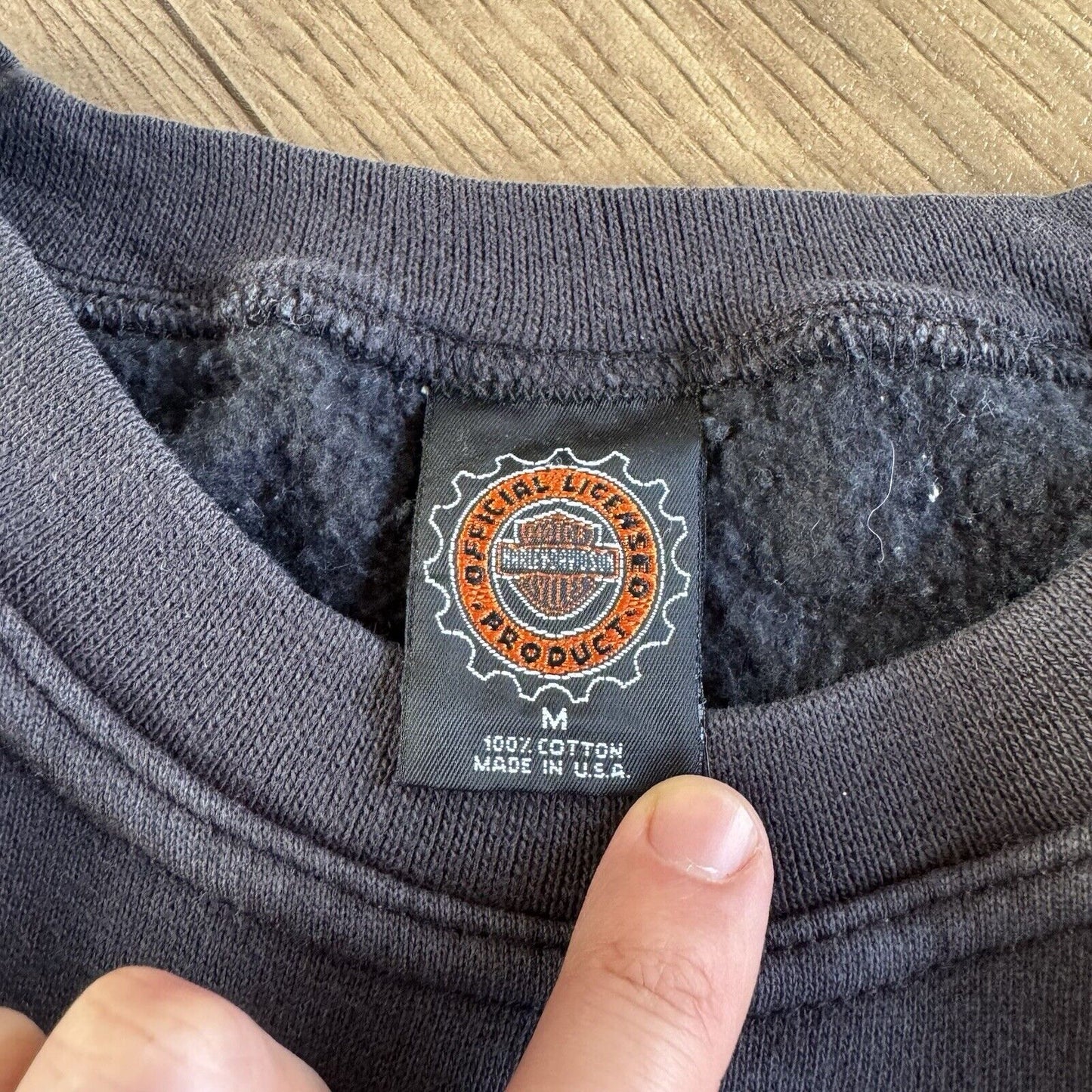 Vintage Harley Davidson Checkered Sweatshirt 90s Size M Black Graphic Biker