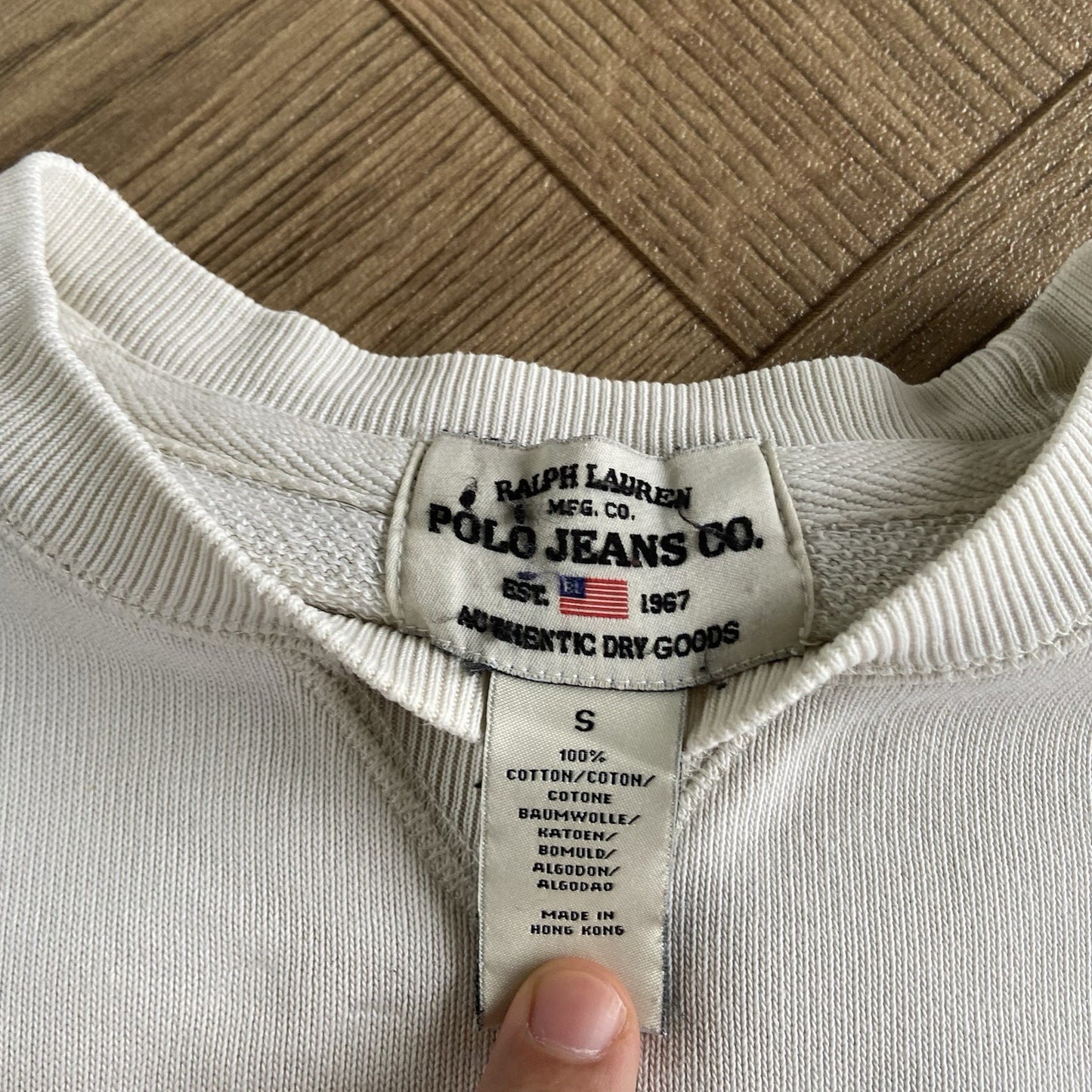Vintage Polo Jeans Sweatshirt 90s Size S White Embroidered Ralph Lauren