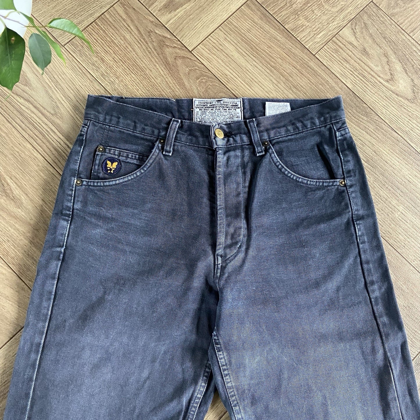 Vintage Avirex Straight Leg Jeans W32 L32 80s Faded Black Baggy