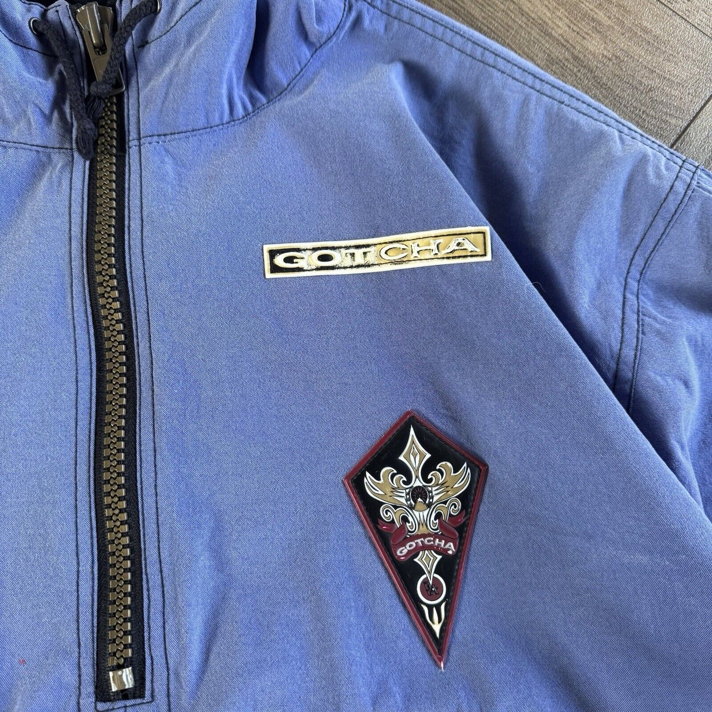 Vintage Gotcha Pullover Jacket Size L 90s Blue Skate Surf Smock