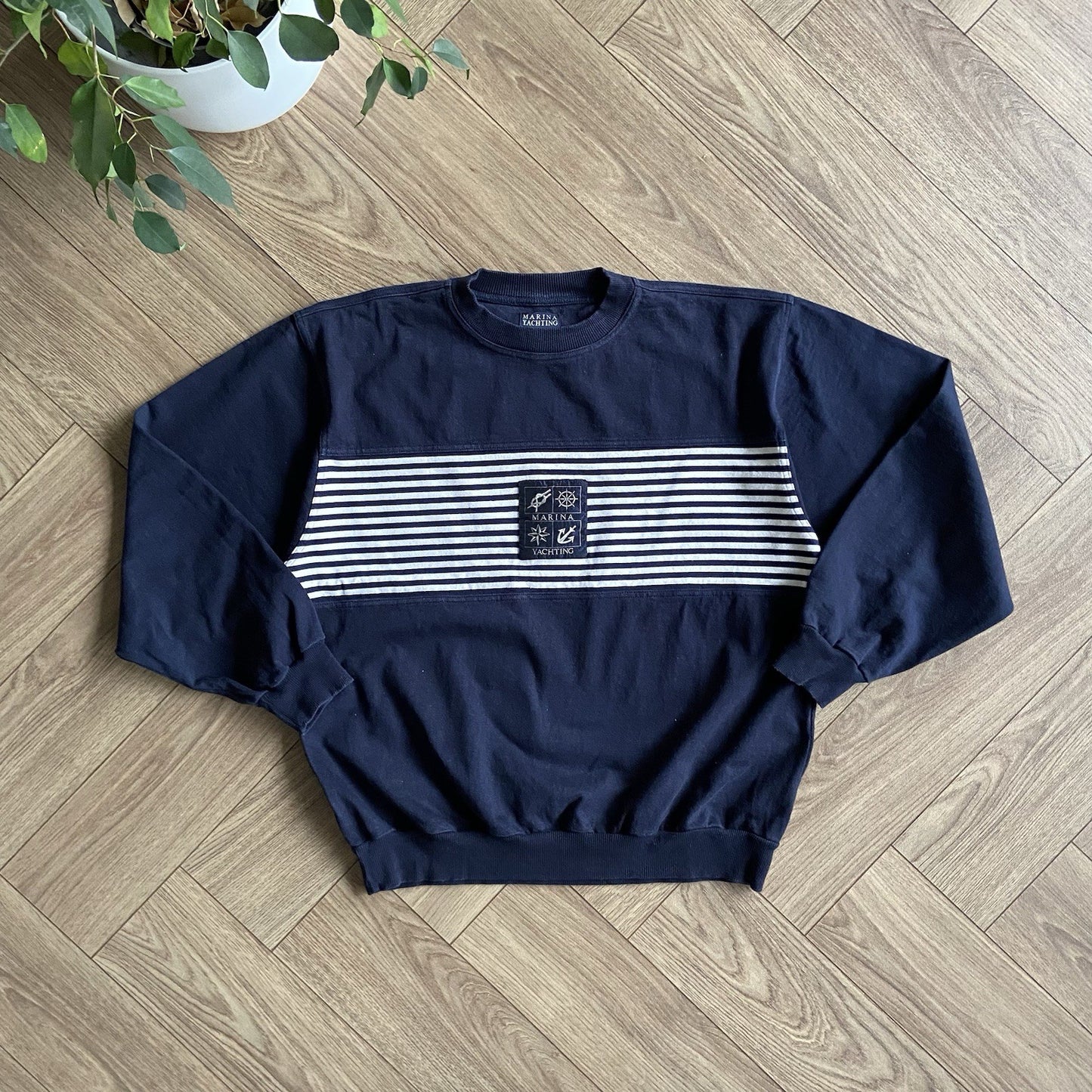 Vintage Marina Yachting Sweatshirt 90s Size XL Navy Heavyweight Pullover