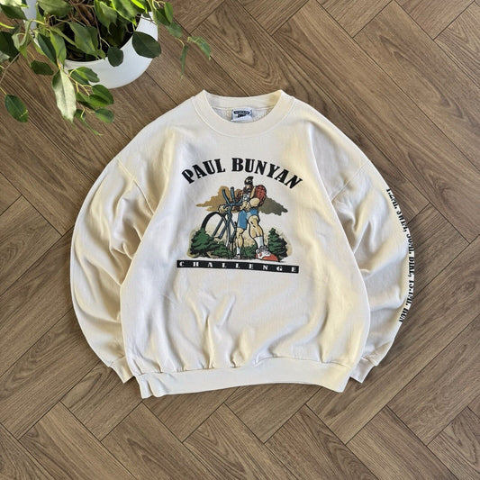 Vintage Paul Banyan Triathlon Sweatshirt 90s Size XL White Graphic