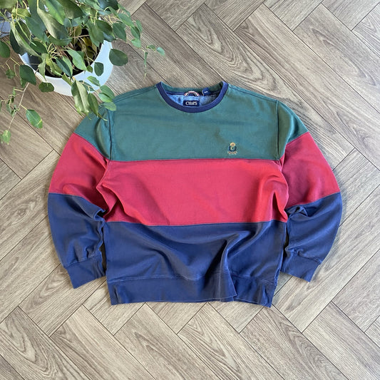 Vintage Chaps Ralph Lauren Sweatshirt 90s Size XXL Colour Block Green Navy Red