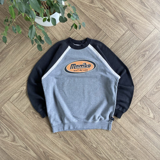 Vintage Mambo Surf Sweatshirt 90s Size S Grey Black Spellout Graphic