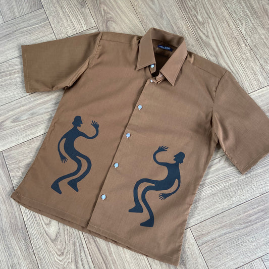 Stingray Reimagined “Stan” Short Sleeve Shirt, Size S Brown