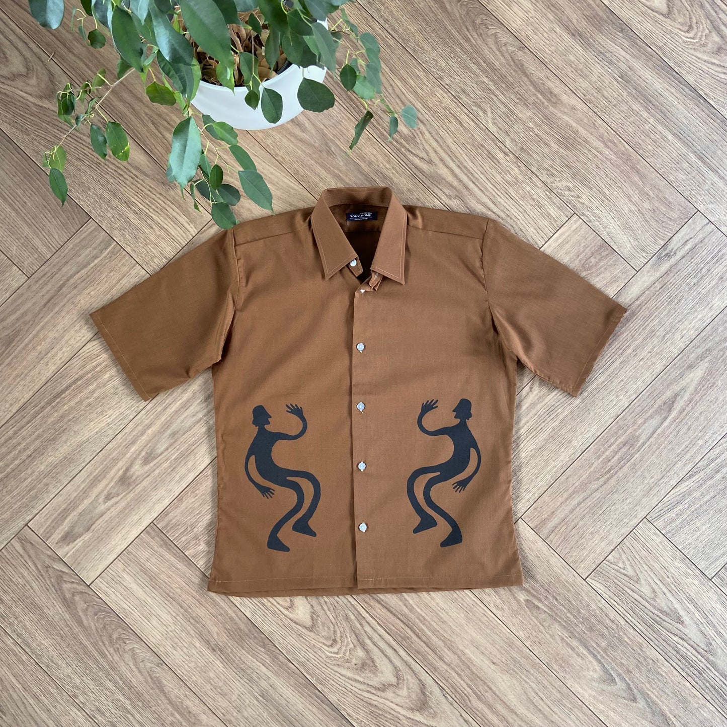 Stingray Reimagined “Stan” Short Sleeve Shirt, Size S Brown