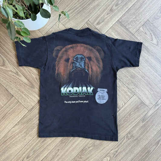 Vintage Kodiak Tobacco T Shirt Size M 90s Black Graphic Print