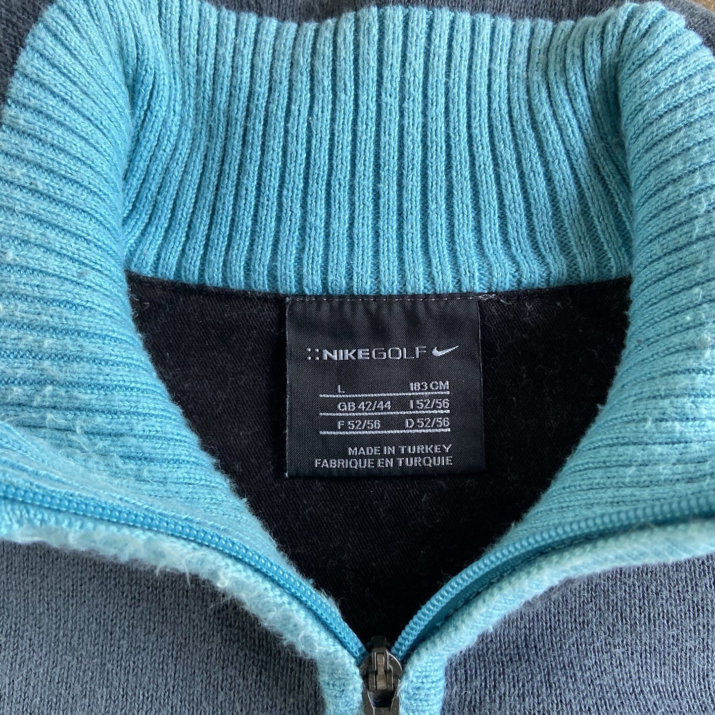 Vintage Nike Golf Knit Jumper Size L Quarter Zip Navy Blue Grey