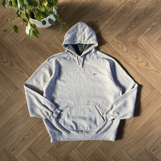 Vintage Nike Logo Hoodie Y2K Size XXXL Pullover Grey Embroidered Swoosh