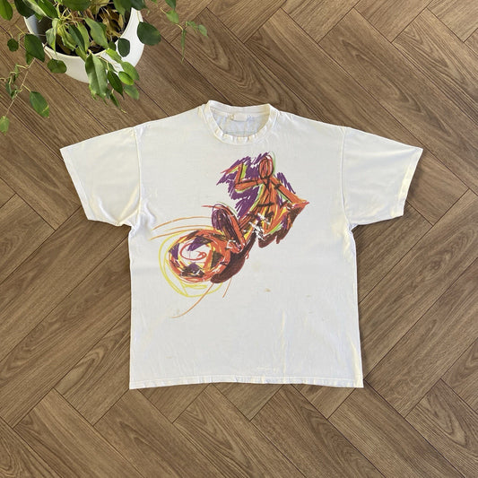 Vintage Chili Pepper Futbol T Shirt Size XL 90s White Football Art Illustration