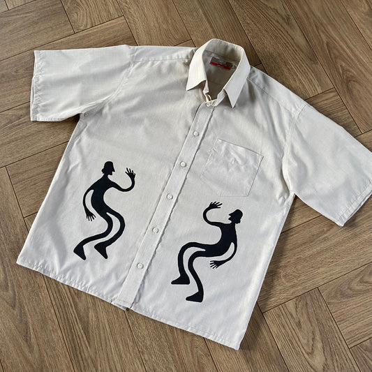 Stingray Reimagined “Stan” Short Sleeve Shirt, Size M Beige