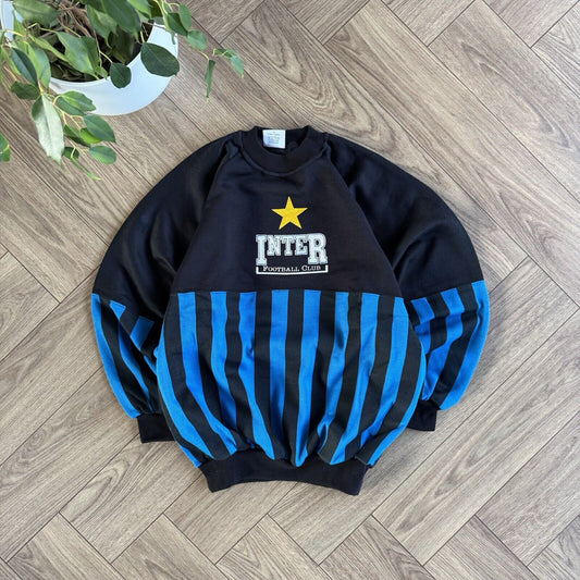 Vintage Inter Felpe Parmalat Sweatshirt 90s Size L Black 90-91 Milan Calcio A