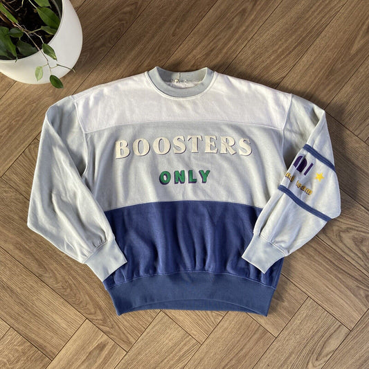 Vintage 80s Graphic Sweatshirt Blue Size M Spellout Print