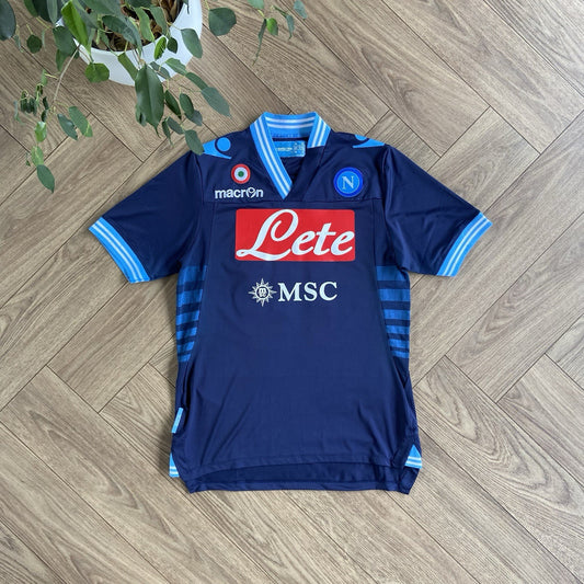Vintage Napoli Football Shirt Jersey Size L 2012/13 Macron Away Navy