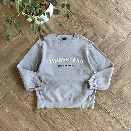 Vintage Timberland Weathergear Sweatshirt 90s Size M Grey Spellout Graphic