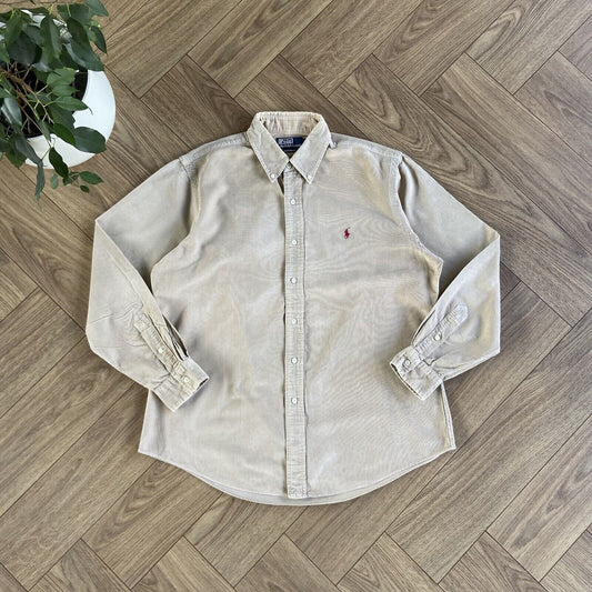 Vintage Ralph Lauren Corduroy Shirt 90s Size L Beige
