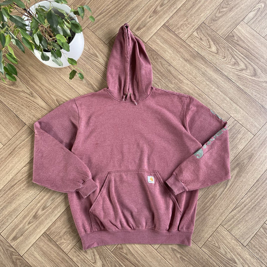 Vintage Carhartt Hoodie Burgundy Y2K Size L Heavyweight Pullover