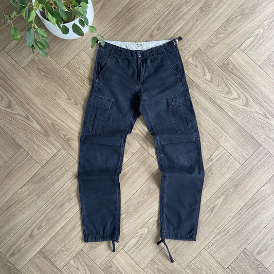 Vintage Carhartt Workgear Cargo Trousers W30 L32 Y2K Black Aviation Ripstop