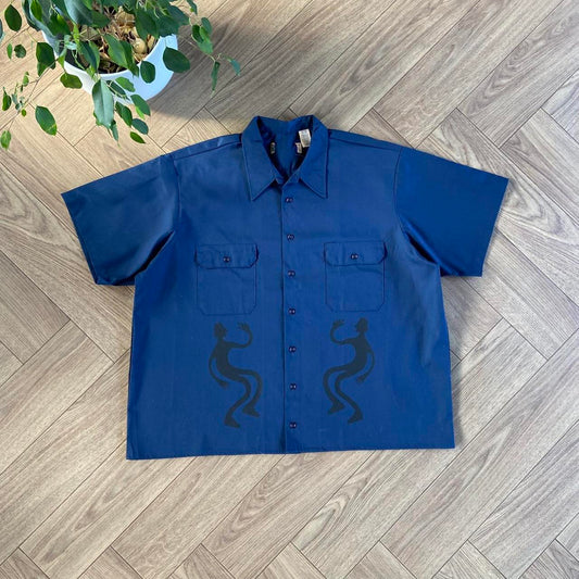 Stingray Reimagined “Stan” Short Sleeve Shirt, Size XXL Navy Blue