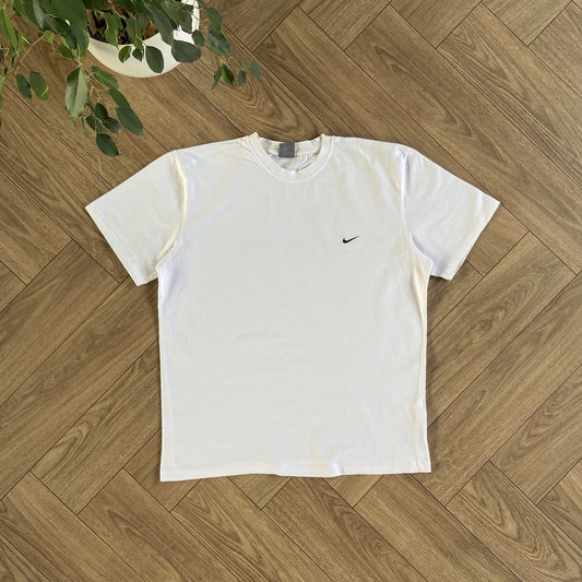 Vintage White Nike T Shirt 90s Size XL Embroidered Swoosh Heavyweight