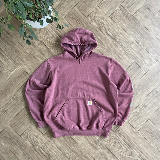 Vintage Carhartt Hoodie Burgundy Y2K Size L Heavyweight Pullover