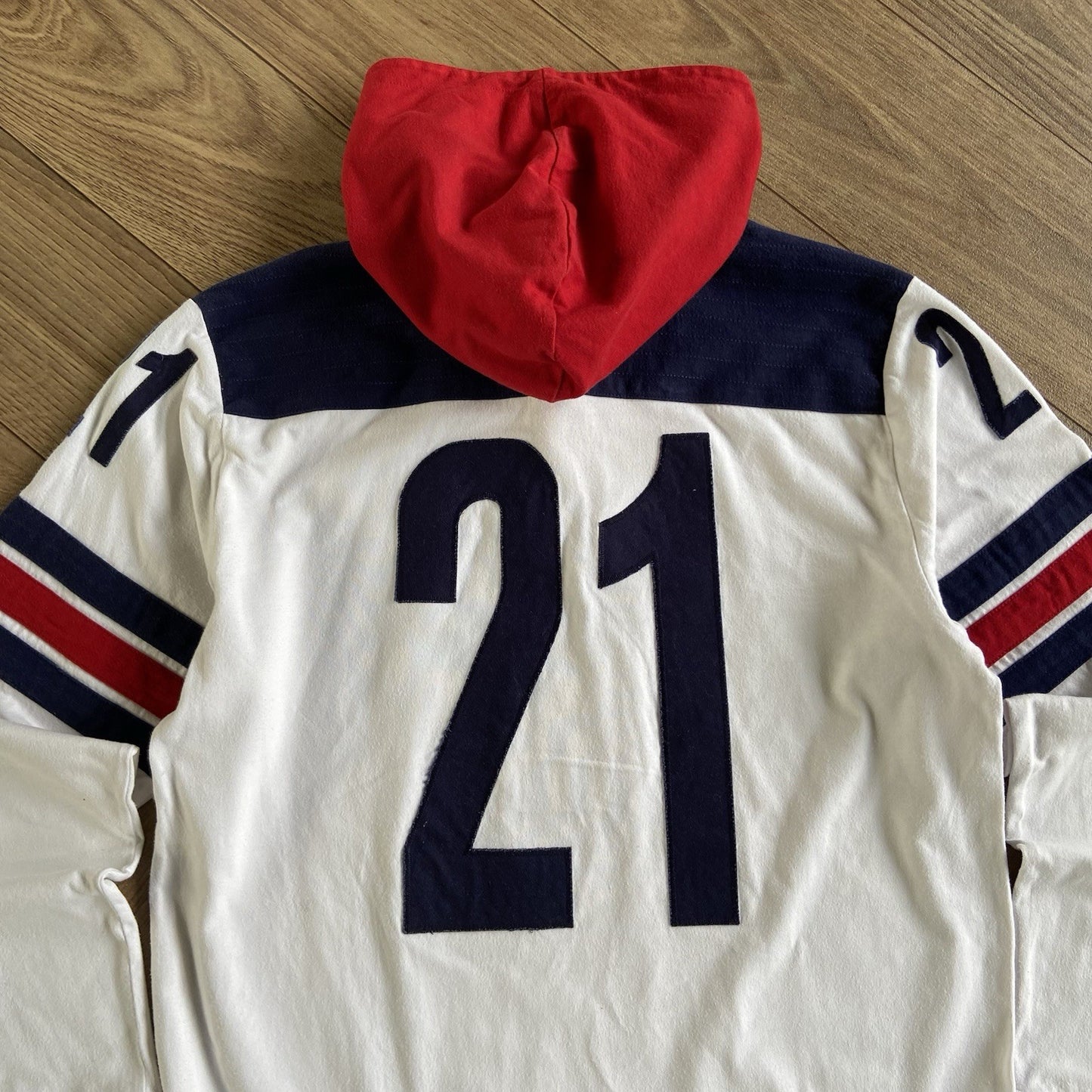 Vintage Polo Ralph Lauren Hoodie Fits M 90s Hockey Pullover Rare White Red Navy