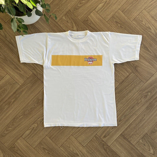 Vintage Pedigree Pet T Shirt Size XL 90s White Graphic Single Stitch