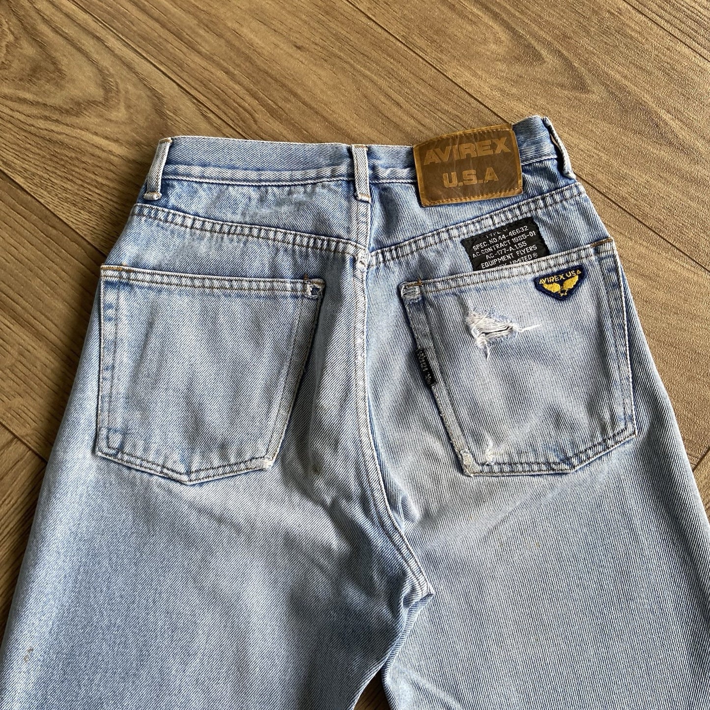 Vintage Avirex Blue Jeans 80s W25 L27.5 Stonewashed Straight Leg High Waist
