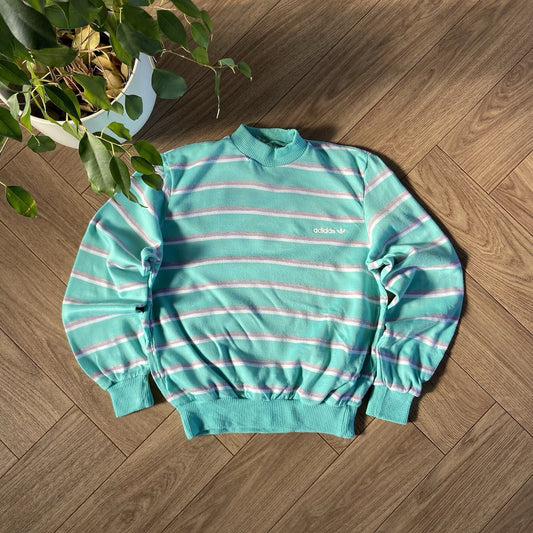 Vintage Adidas Ventex Sweatshirt 80s Size M Mint Green White Stripes