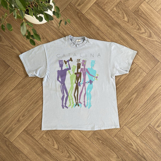 Vintage Catalina Souvenir T Shirt Size XL 90s Blue Graphic Print
