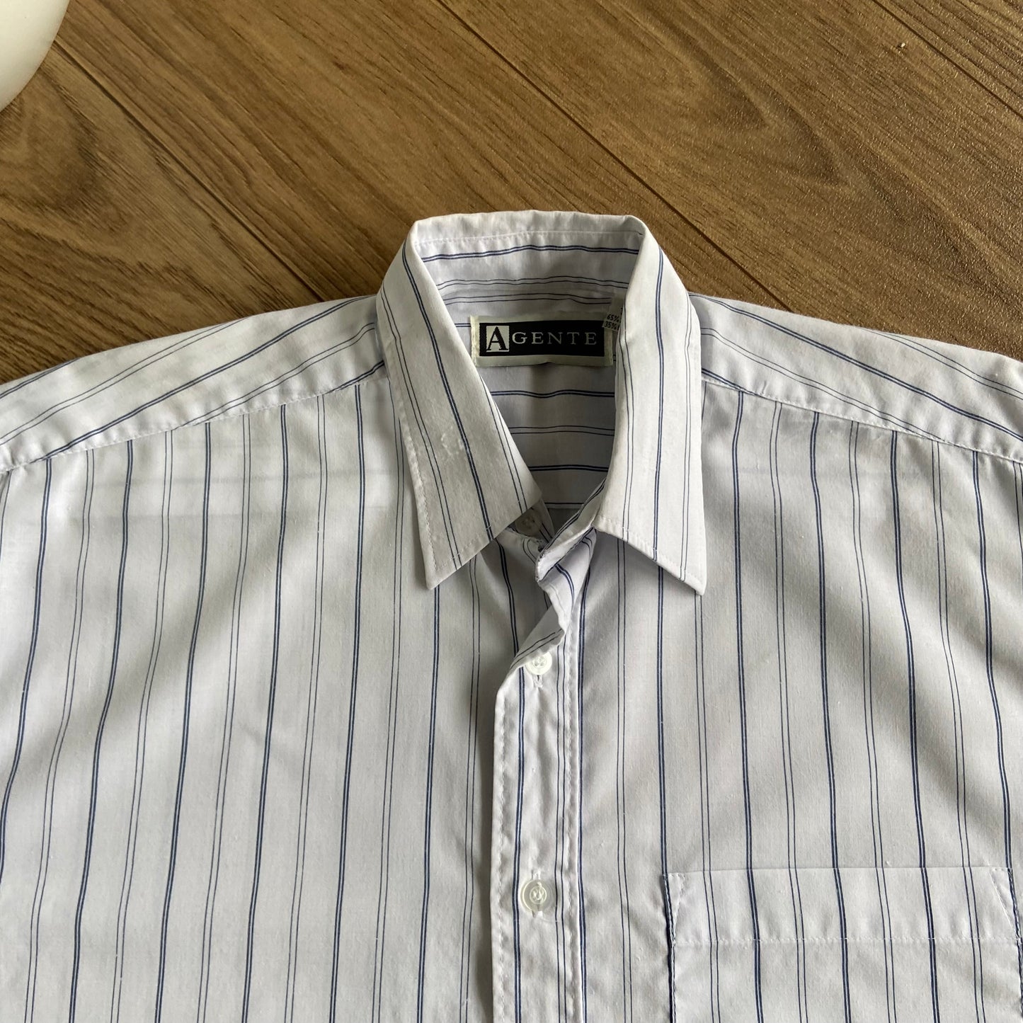 Stingray Reimagined “Stan” Short Sleeve Shirt, Size M White Blue Stripes