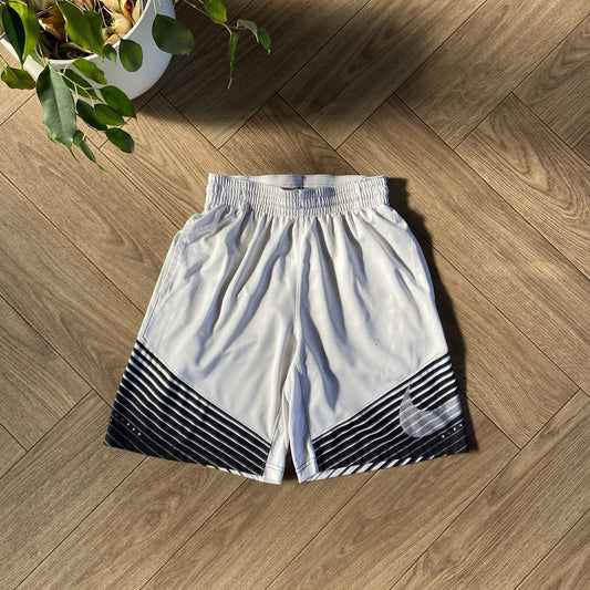 Vintage Nike Basketball Sport Shorts Y2K Size S White & Black With Swoosh