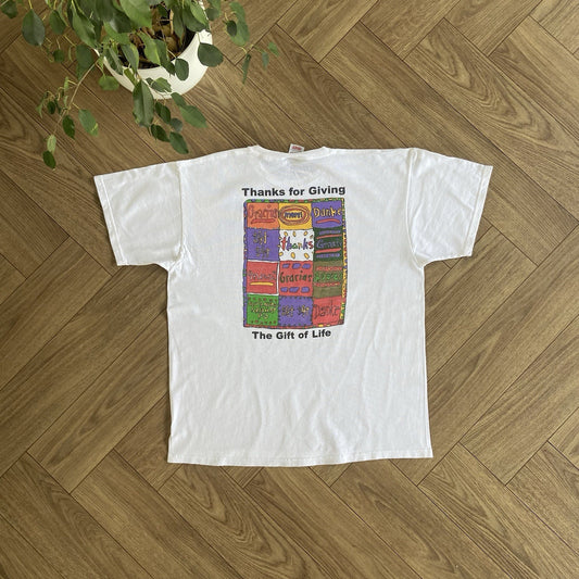 Vintage Red Cross T Shirt 90s Size XL White Graphic Print