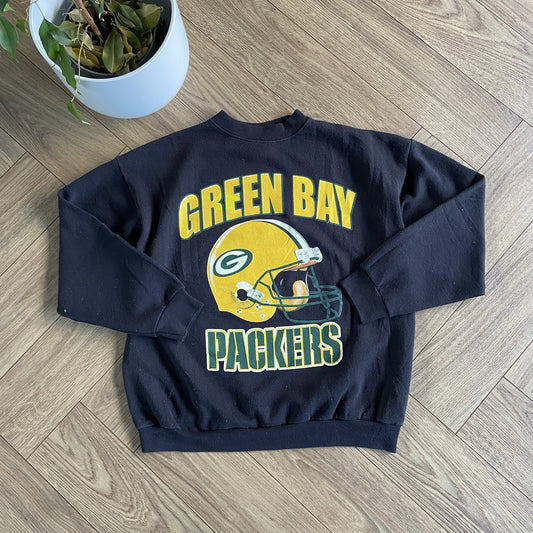 Vintage Green Bay Packers Sweatshirt 90s Size L Black Heavyweight NFL