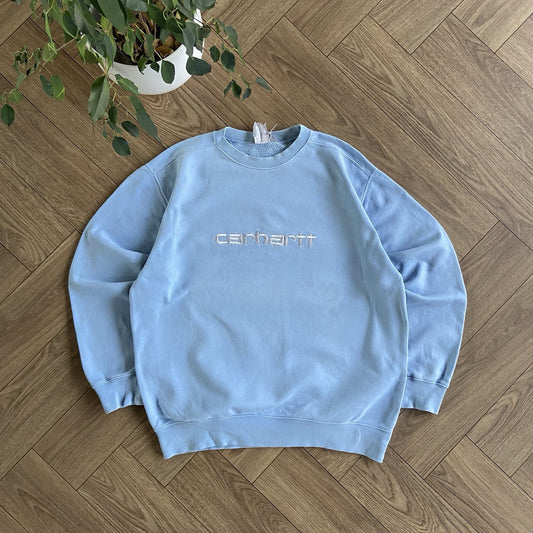 Vintage Carhartt Sweatshirt Size XL Y2K Baby Blue Embroidered