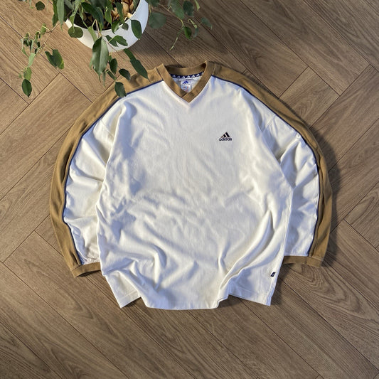 Vintage Adidas Sweatshirt 90s Size XL White Beige